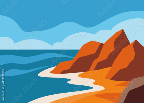 gouache seaside rocks waves painting background illustration