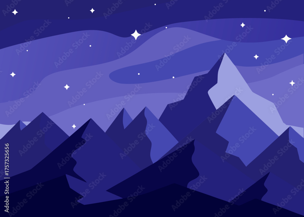 Obraz premium watercolor night mountains with stars background