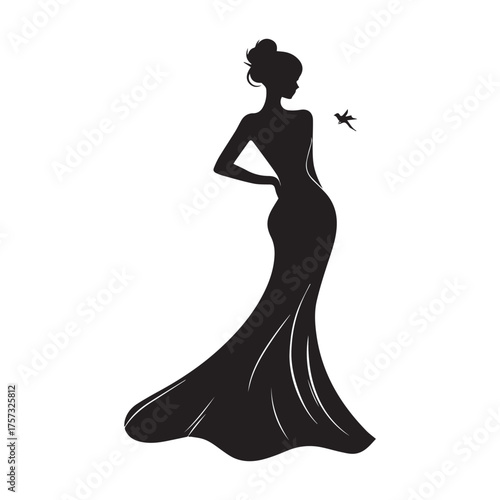 Ballerina Female Dancer Pose, beautiful lady girl silhouette Cindrella silhoutte vector illustration