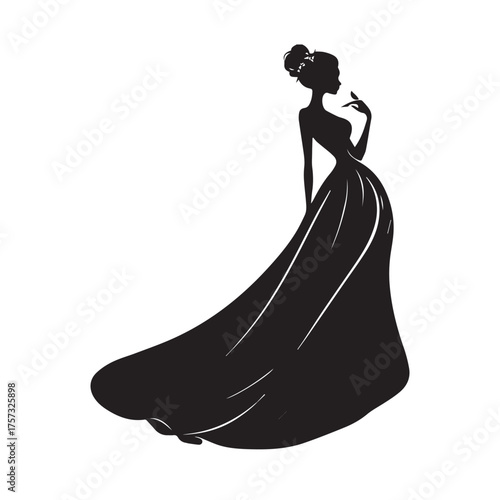 Ballerina Female Dancer Pose, beautiful lady girl silhouette Cindrella silhoutte vector illustration