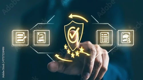 Cybersecurity Confirmation: A conceptual representation of cybersecurity and digital protection, with a glowing shield and checkmark symbolizing secure data and network protection.