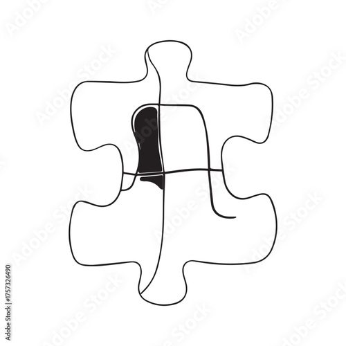 jigsaw puzzle with missing piece on white isolated background, puzzle vector illustration stoary board ideas