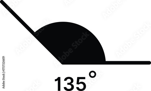 135 degree angle icon set. 135 degrees angle symbols. Mathematical or math degree angle sign 135 