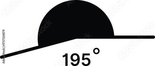 195 degree angle icon set. 195 degrees angle symbols. Mathematical or math degree angle sign 