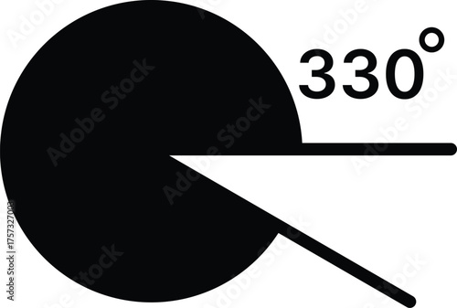 330 degree angle icon set. 330 degrees angle symbols. Mathematical or math degree angle sign 330 