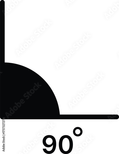 90 degree angle icon set. 90 degrees angle symbols. Mathematical or math degree angle sign 