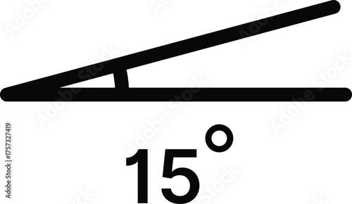 15 degree angle icon set. 15 degrees angle symbols. Mathematical or math degree angle sign 15 