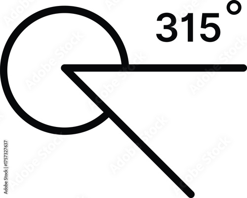315 degree angle icon set. 315 degrees angle symbols. Mathematical or math degree angle sign 315 