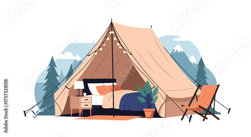 Experience the great outdoors with comfortable glamping tents and cozy accommodations.
