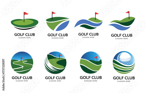 Golf Club Landscape Logo Vector Bundle