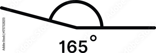 165 degree angle icon set. 165 degrees angle symbols. Mathematical or math degree angle sign 165 