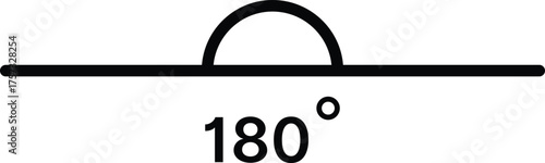 180 degree angle icon set. 180 degrees angle symbols. Mathematical or math degree angle sign 180 