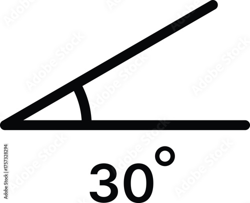 30 degree angle icon set. 30 degrees angle symbols. Mathematical or math degree angle sign 30 