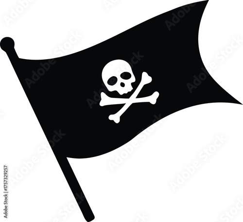 pirate flag icon silhouette vector illustration.