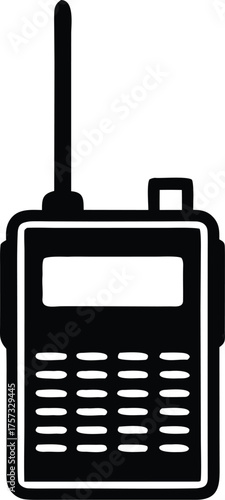 walkie talkie radio transceiver communication device icon silhouette vector illustration.