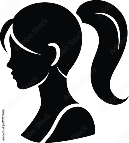 woman ponytail icon clean silhouette vector