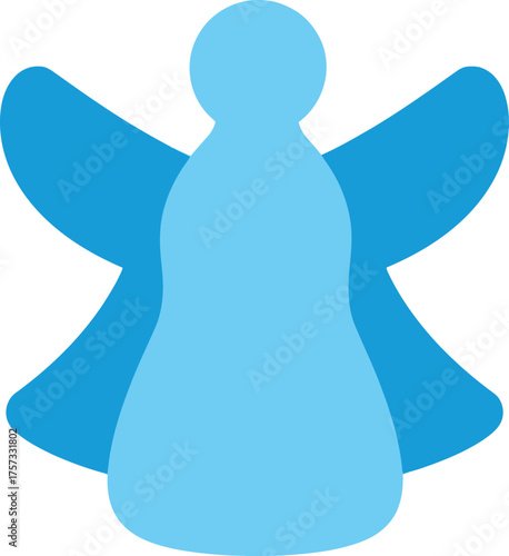 Simple blue angel icon on white background representing purity and innocence