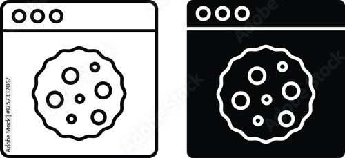 Premium Quality Line Art and Silhouette Pack - Illustrations of two cookies in different color settings in square frames