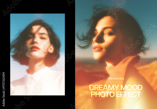 Dreamy Mood Poster Photo Effect Mockup