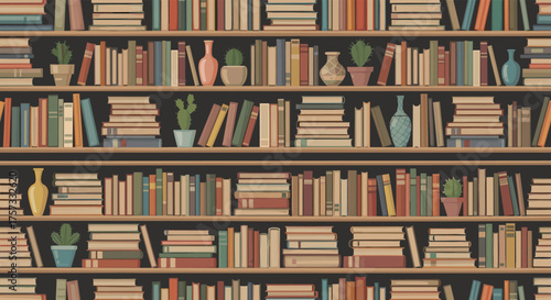 A vast collection of colorful books fills every shelf in this cozy library.