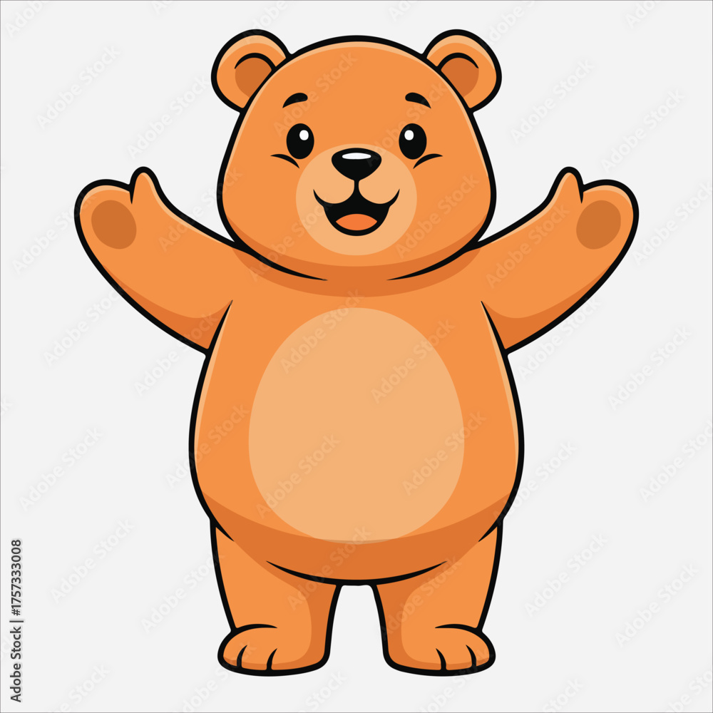 Naklejka premium Cheerful Cartoon Bear with Open Arms and a Friendly Expression.