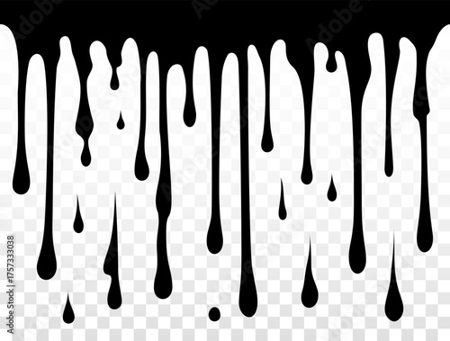 Paint dripping. Dripping liquid. Paint flows. Current paint, stains. Current drops. Current inks. Drip texture. Flowing liquid. Stencil drops. Paint splatter. Molten chocolate. Seamless pattern
