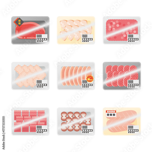 精肉コーナーのイラストセット