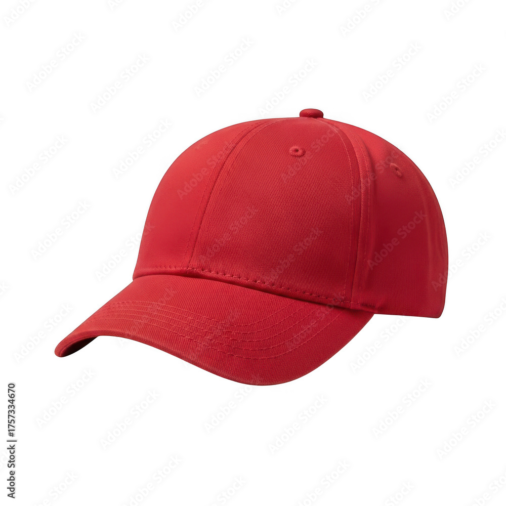Fototapeta premium A vibrant red baseball cap, perfect for sunny days, offering both style and protection from the sun isolated on transparent background