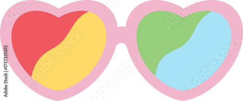 lgbt pride colorful rainbow flag on heart sunglasses shape vector illustration