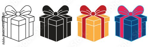 Gift box icons set. Surprise package. Parcel pack. Gift box for the holiday. Abstract Gift Boxes Collection Set logo Vector Design Icons Symbol Illustration. vector illustration.