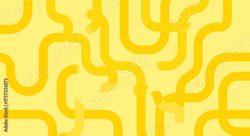 A network of interconnected yellow pipes creates a modern and abstract geometric arrangement.