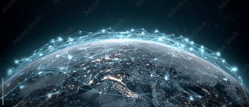 Obraz premium Futuristic scalable business with global network