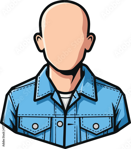 Vector Illustration of a Headless Person Wearing Denim Jacket in Modern Minimalist Style