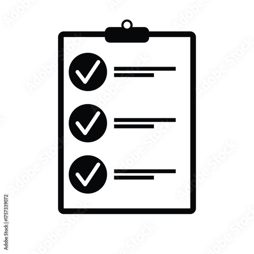 clipboard with check mark sign on white paper. checklist icon isolated on white background