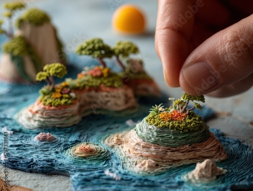 Miniature Island Worlds: Crafted Art and Delicate Detail, Polymer Clay Artistry with Human Touch, Intricate Landscapes and Coastal Wonders