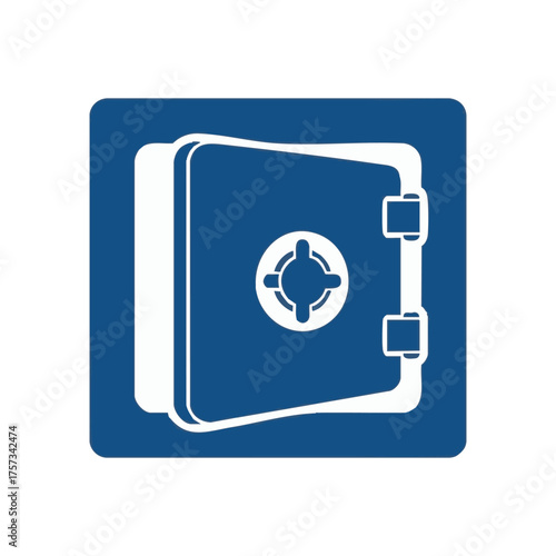 A secure bank vault icon, depicted in a minimalist style, symbolizing financial safety and protection of valuable assets.