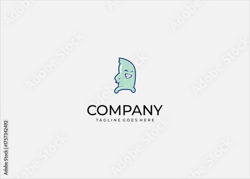 Funny Abstract Blob Mascot: Joyful Mint Green Cartoon Character Laughing Out Loud with Wide Grin, Happiness, and Comedy Vector Graphic Icon Illustration.