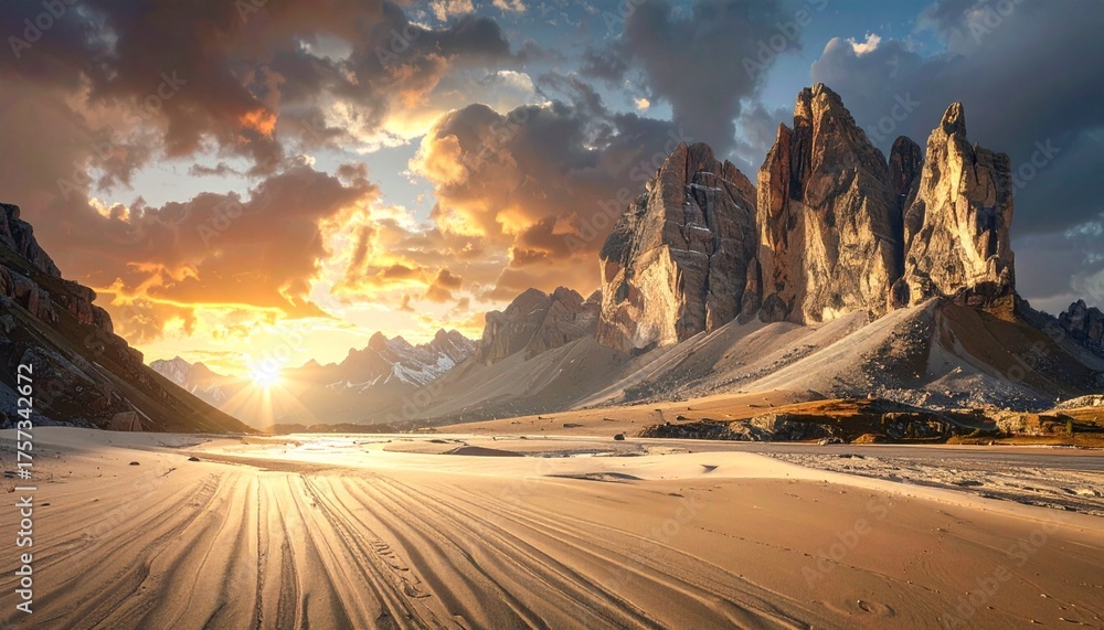 Naklejka premium sunrise in the mountains