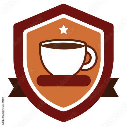 Espresso Cup Badge Design Vector on White Background