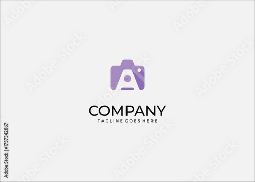 Camera Photography App Logo: Letter A Initial Icon with Lens Shape, Modern Digital Photo Editing, and Smartphone Application Vector Graphic.