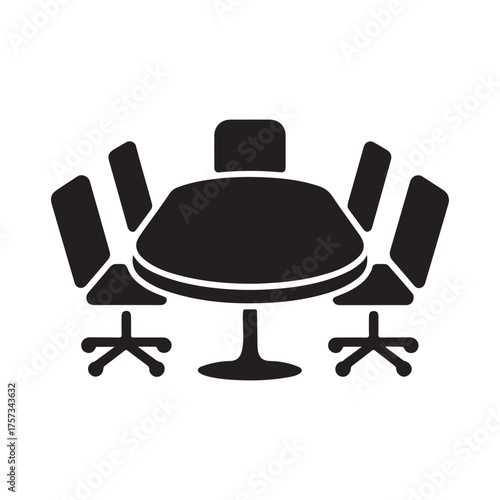 Conference Table Solid Icon for Business Meeting