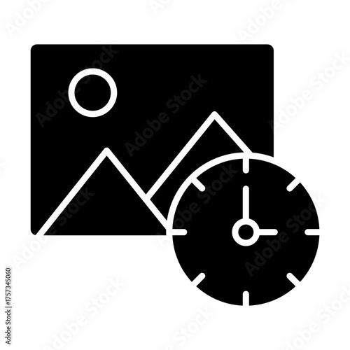 Premium Quality Silhouette Hand made Design - Scheduled Image Upload with Clock Overlay Indicating Time Management System