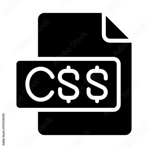 Premium Quality Silhouette Hand made Design - Black and White CSS File Icon Representation for Web Development