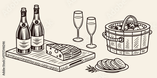 hand  drawn  chalk  wedding  dinner   illustrations-