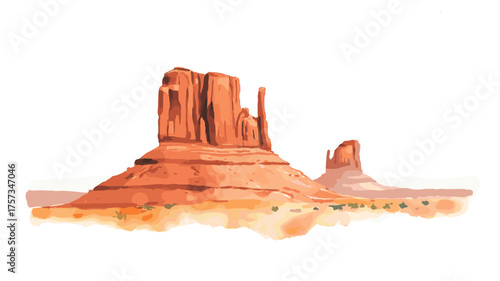 Monument Valley. Monument Valley hand drawn watercolor illustration