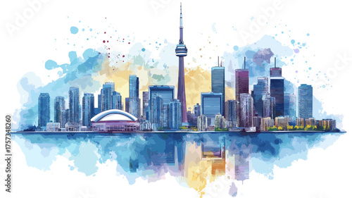 Toronto. Toronto hand drawn watercolor illustration