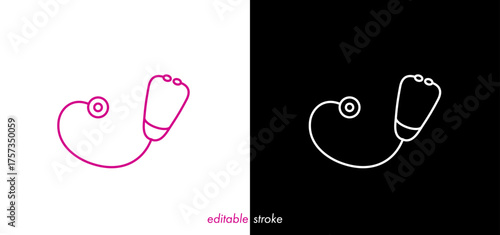 Medical stethoscope design set on white and black background. Healthcare symbol to use in health industry, cardiology, medical care, hospital, health science projects.