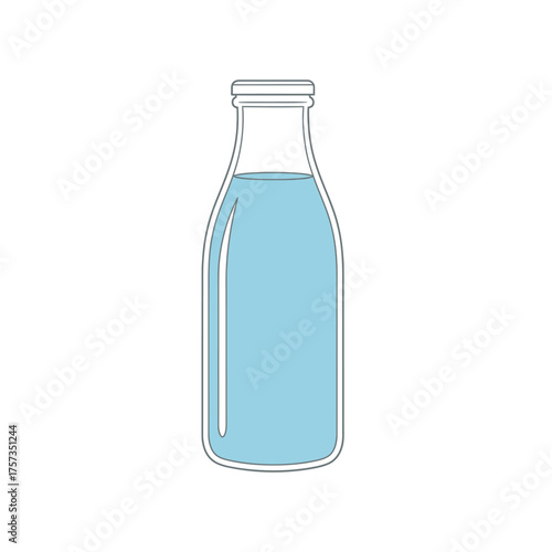 Glass bottle with fresh water illustration