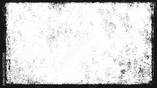 Dirty grunge Frame background. The monochrome texture is old. Vintage worn pattern. Abstract dirty or aging frame. Dust particle and dust grain texture on white background, 