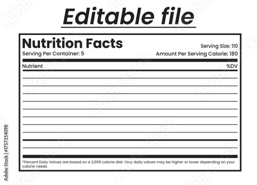 Nutrition Facts Label with Percent Daily Values and Calorie Needs Information for Healthy Eating